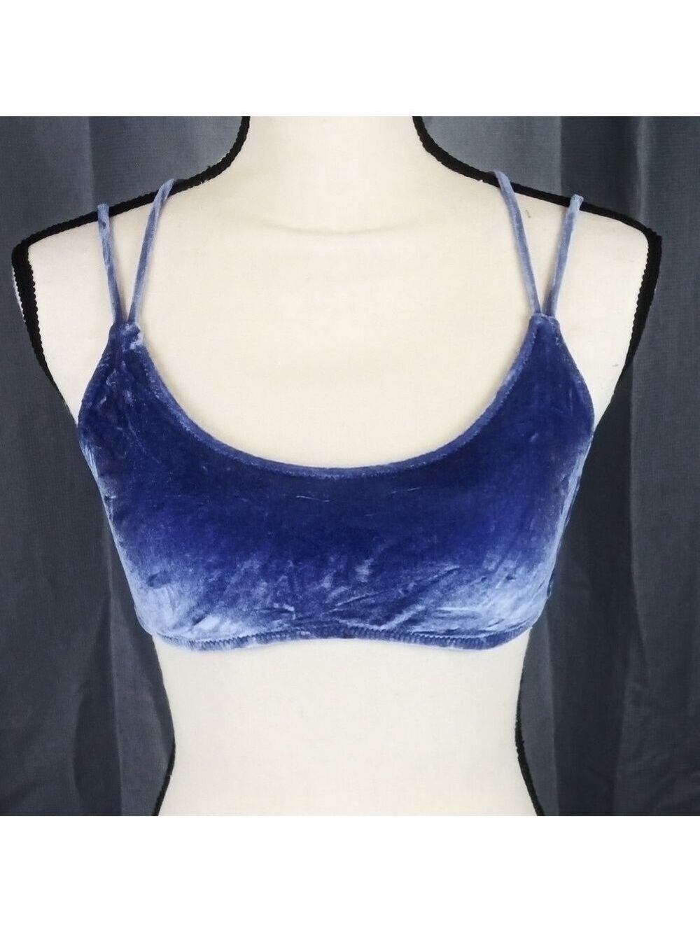 Pink by Victorias Secret Blue Velvet Bikini Top Size Medium